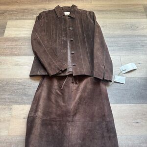 Marge Godfrey Brown Suede Jacket and Skirt Set